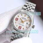 Swiss Clone Rolex Datejust Watch Ruby ​​Diamond Dial Silver Ladies Watch 
